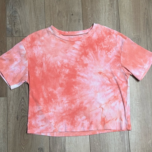 SHEIN Tops - SHEIN Medium Coral Tie-Dye Cropped T-Shirt